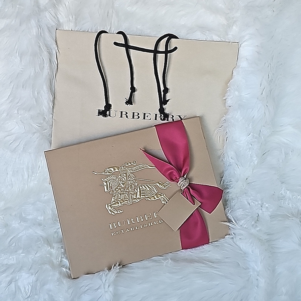 Authentic Burberry Gift Boxes, Ribbon, Tissue, Gift Paper Bag